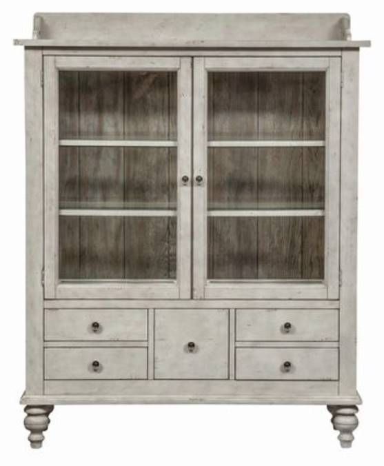 Liberty Furniture Whitney Antique Linen/Weathered Gray Display Cabinet-2