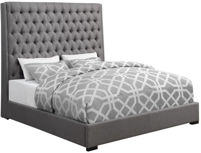 Coaster® Camille Grey Eastern King Button Tufted Bed-0