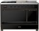 Ilve® Majestic III 48" Glossy Black Pro Style Dual Fuel Natural Gas Range with French Top and Burnished Trim-4