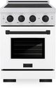 ZLINE Autograph Edition Paramount 24" Satin Stainless Steel Pro Style Induction Range with White Matte Door and Matte Black Accents-0