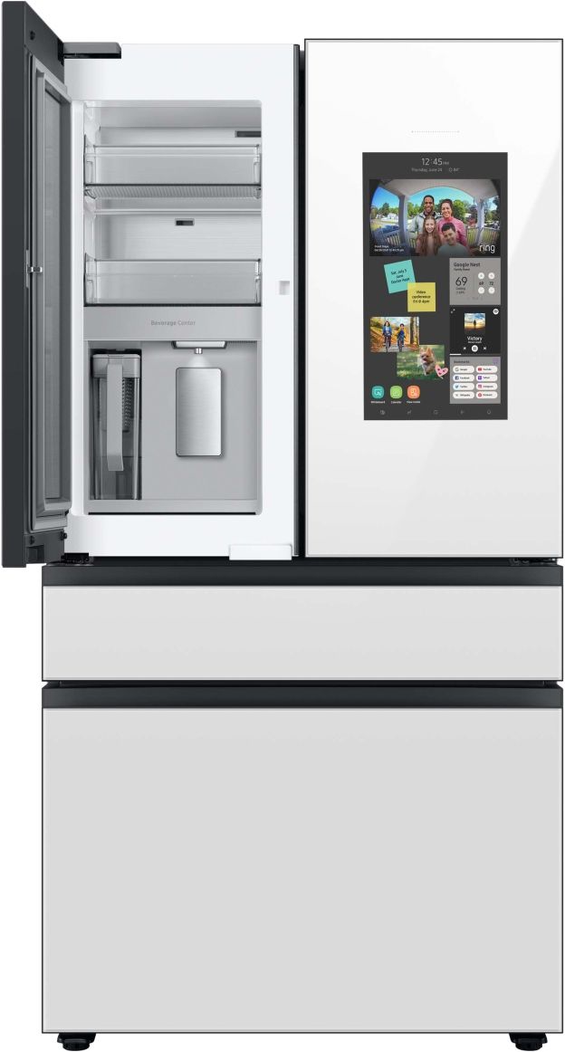 Samsung Bespoke 23 Cu. Ft. Custom Panel Ready/White Glass French Door Refrigerator with Family Hub™-1