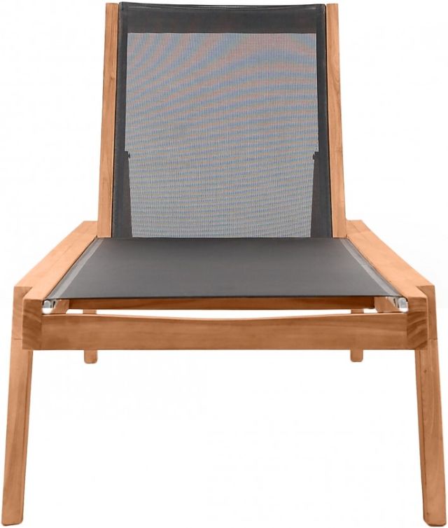 Meridian Furniture Tulum Black Fabric/Teak Outdoor Chaise Lounge Chair-1