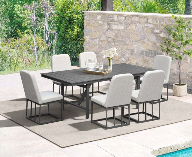 Intercon Navarro 7-Piece Mocha Aluminum/Fabric Outdoor Dining Table Set-1