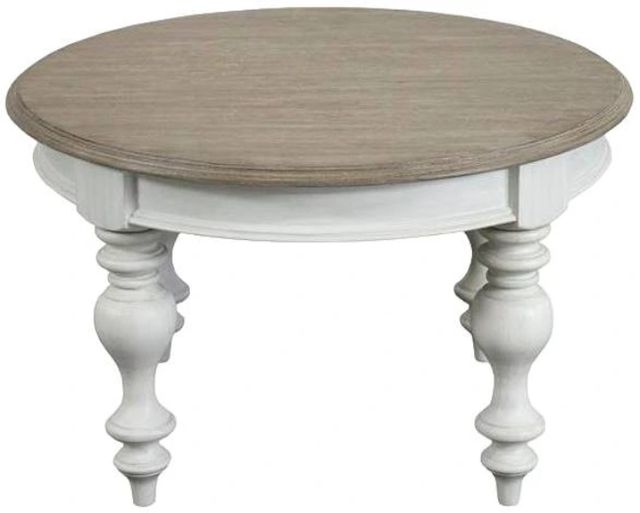 Riverside Furniture Jameson Antique Oak Coffee Table with Pale Taupe Base-2