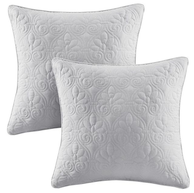 Olliix by Madison Park Quebec 2 Grey 20"x20" Quilted Square Pillow Pair-0