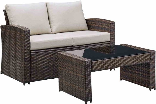 Clearance Signature Design by Ashley® East Brook 2-Piece Dark Brown Outdoor Conversation Set-2