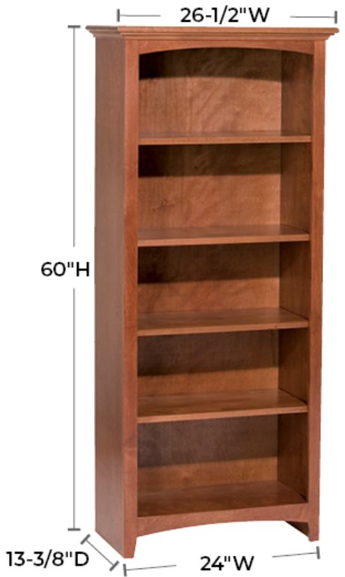 Whittier Wood® Furniture Customizable McKenzie 5-Shelf 24" Bookcase-1