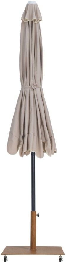 Meridian Furniture Amalfi Beige/Black/Teak Aluminum Outdoor Patio Umbrella and Base-1