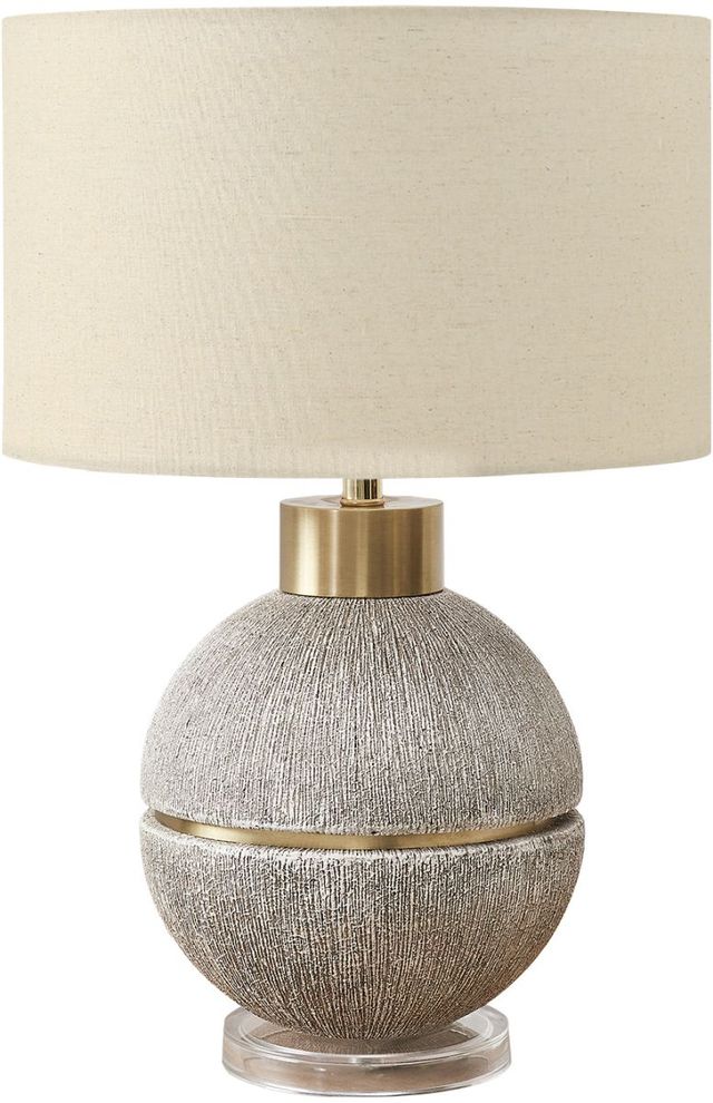 Monarch Specialties Inc. Brown/Gold Resin Table Lamp with Beige Shade-0