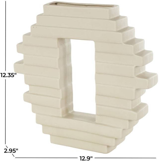 Deco Marche Cream Vase with Rectangular Center Cutout-1