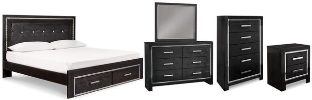 Signature Design by Ashley® Kaydell 5-Piece Black King Storage Panel Bed Set-0