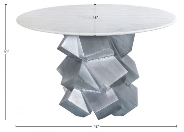 Meridian Furniture Walker White Mable Top Dining Table with Silver Base-3