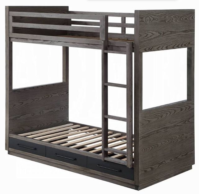 ACME Furniture Estevon Gray Oak Twin Over Twin Bunk Bed-0