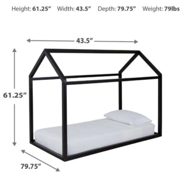 Signature Design by Ashley® Flannibrook Black Twin House Bed Frame-2