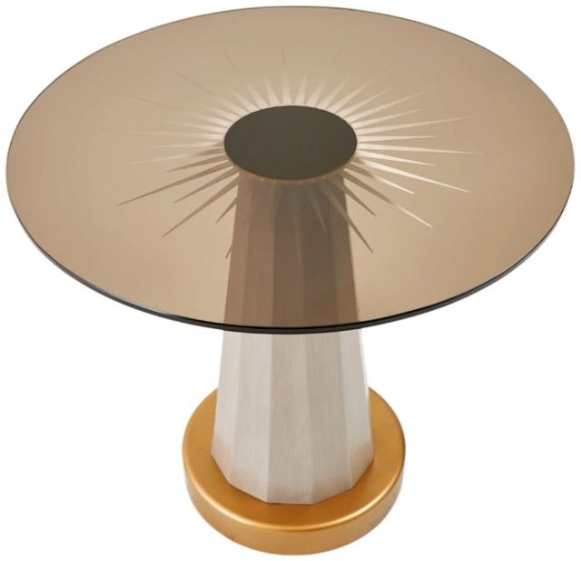 Michael Amini® St. Charles Glass Chairside Table with Bronze/Dove Gray Base-2