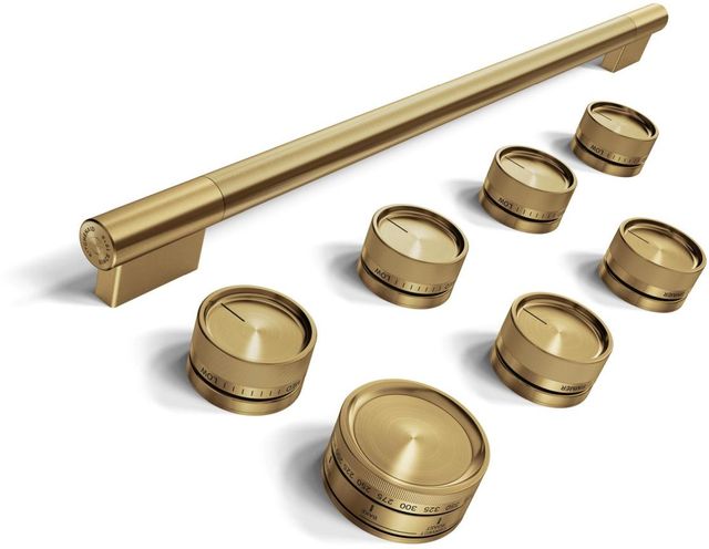 KitchenAid® 36" Brass Grip Commercial-Style Dual Fuel Range Handle and Knob Kit-0