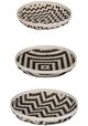 A & B Home 3-Piece Black/White Round Woven Bamboo Tray Set-0