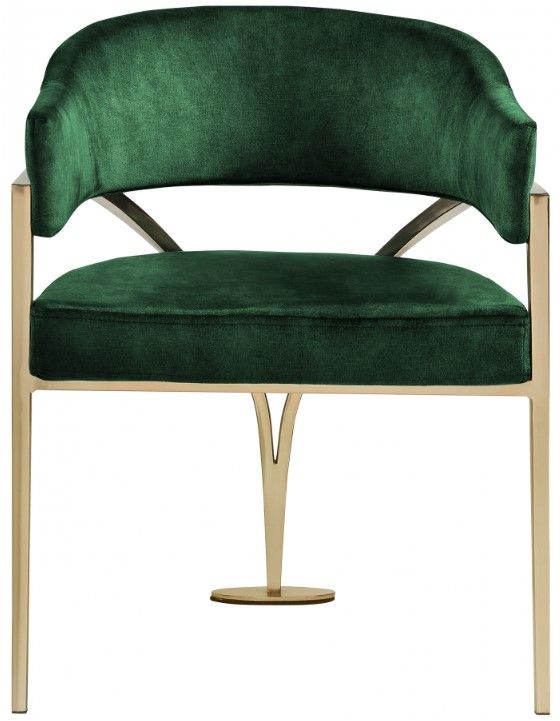 Meridian Furniture Madelyn Green/Brushed Brass Velvet Dining Chair-1