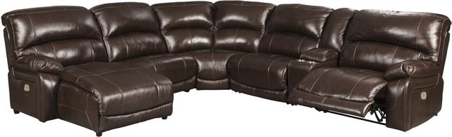 Signature Design by Ashley® Hallstrung 6-Piece Chocolate Power Reclining Left-Arm Facing Sectional and Chaise-0