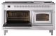 Ilve® Nostalgie II Noblesse 60'' White Pro Style Dual Fuel Range with Chrome Trim-3
