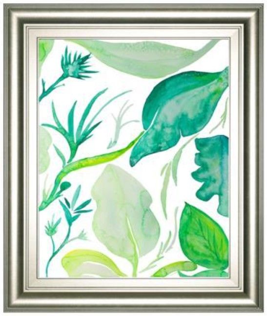 Classy Living Kat Papa Green Water Leaves Il 22" Wall Art-0