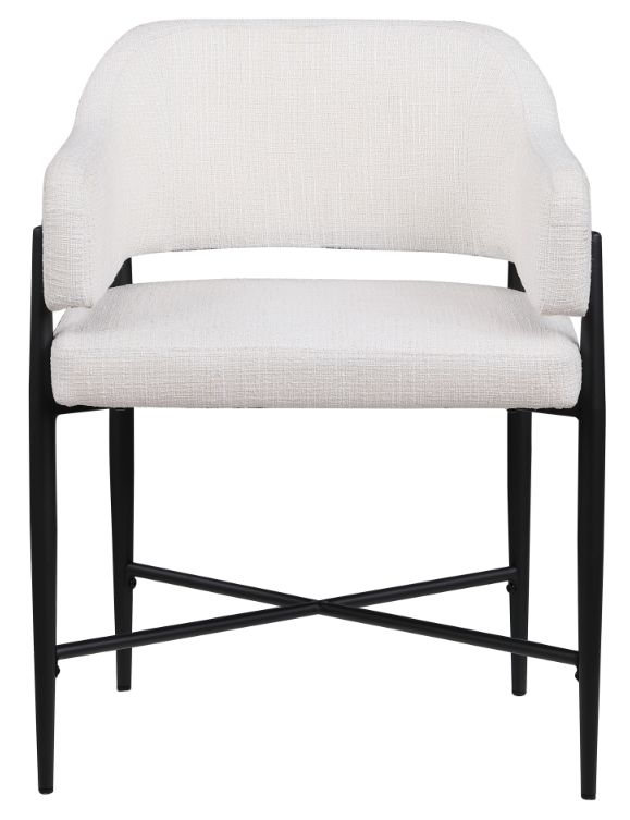 Meridian Furniture Dame Cream/Black Upholstered Dining Arm Chair-1