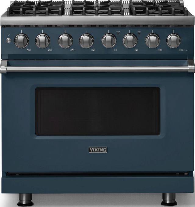 Viking® 5 Series 36" Squall Pro Style Dual Fuel (NG) Range with Polished Chrome Trim-0