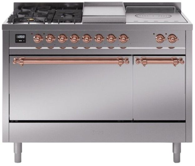 Ilve® Nostalgie II Series 48" Stainless Steel Pro Style Dual Fuel Range-0