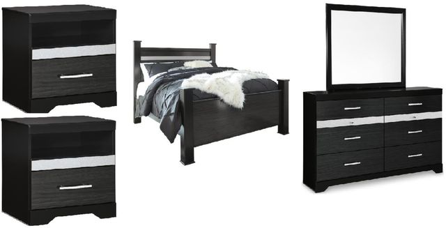 Signature Design by Ashley® Starberry 5-Piece Black Queen Poster Bed Set-0