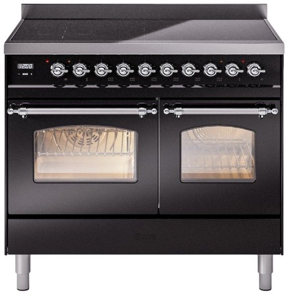 Ilve® Nostalgie II Series 40" Glossy Black Pro Style Induction Range-0