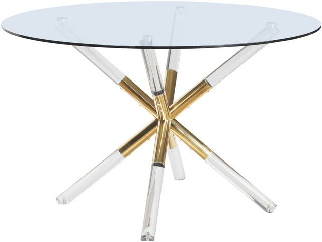 Meridian Furniture Mercury Glass Top Dining Table with Acrylic/Gold Base-0