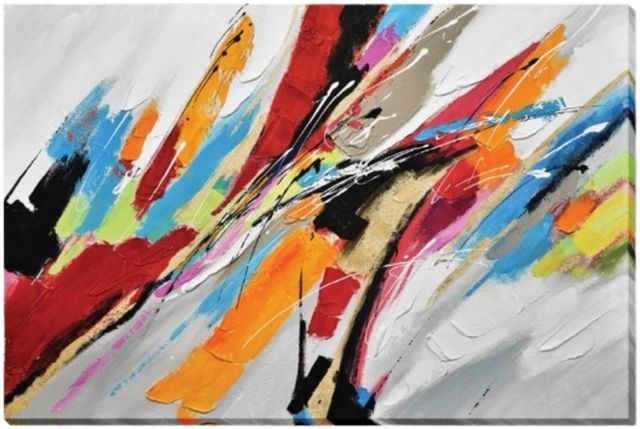 Classy Living Vibrant Color Surge Abstract Expression Canvas Wall Art-0