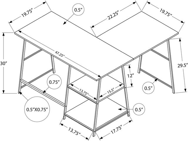 Monarch Specialties Inc. Natural L-Shaped Desk-3