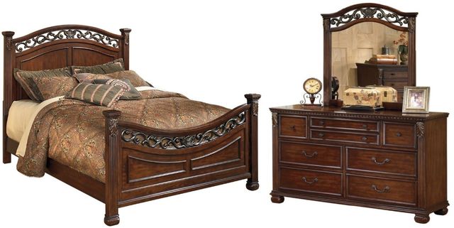 Signature Design by Ashley® Leahlyn 2-Piece Warm Brown California King Panel Bed Set-0