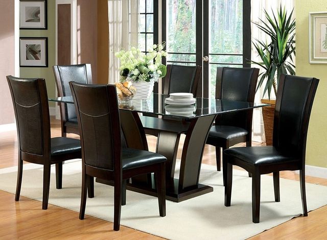 Furniture of America® Manhattan 2-Piece Black/Dark Cherry Dining Side Chair Set-1