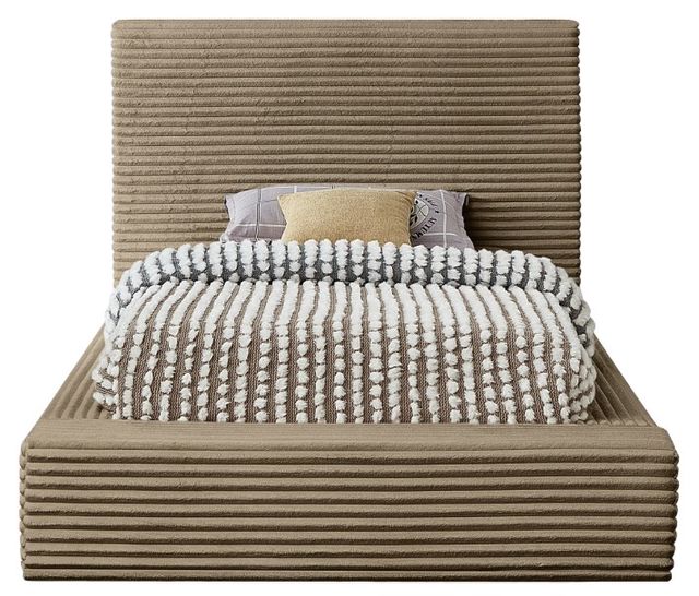 Meridian Furniture Dexter Taupe Twin Upholstered Panel Bed-1