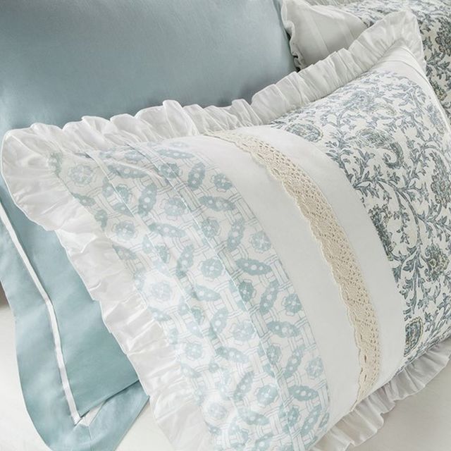 Olliix by Madison Park Blue California King Dawn 9 Piece Cotton Percale Comforter Set-3