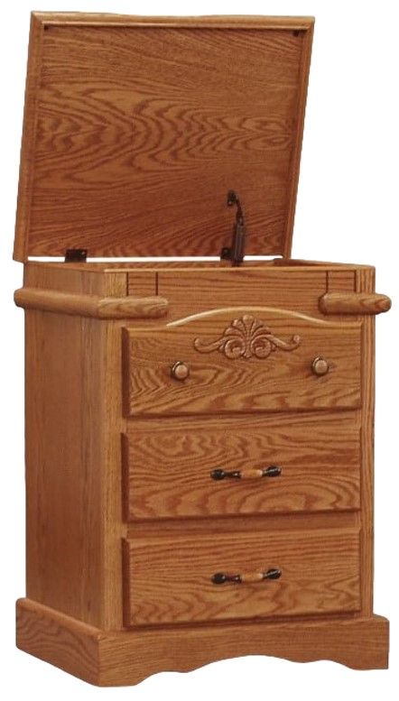 Wolfcraft Furniture Vintage Brown Nightstand with Flip Top-0