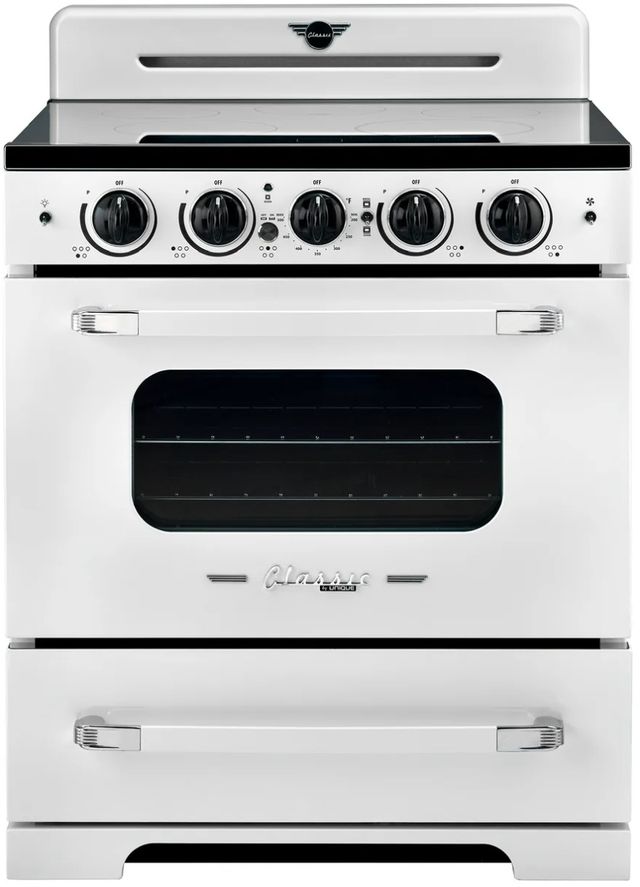 Unique Appliances Classic Retro 30" Marshmallow White Slide-In Induction Range-1