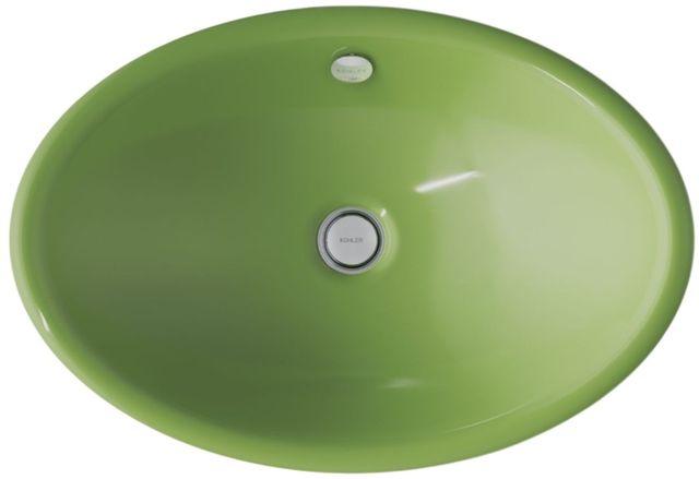 Kohler Iron Plains® Fresh Green 20.75" Oval Vessel Bathroom Sink-1