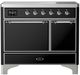 Ilve® Majestic III 40" Glossy Black Pro Style Induction Range with Solid Door and Chrome Trim-0