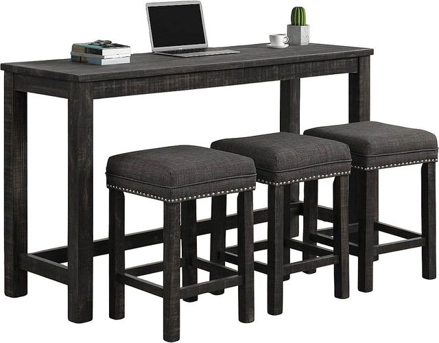 Brassex Inc. Gabriel 4-Piece Dark Grey Counter Height Table and Stools Set-0