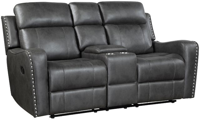 Homelegance® Kellen Smoky Gray Double Manual Reclining Loveseat with Center Console-0