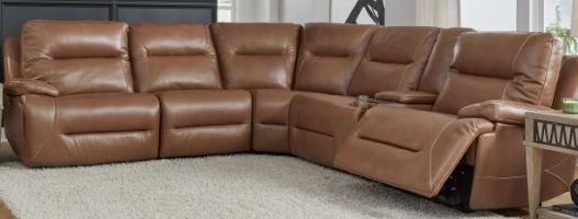 Liberty Furniture Cameron 6-Piece Saddle Leather Power Reclining Sectional
