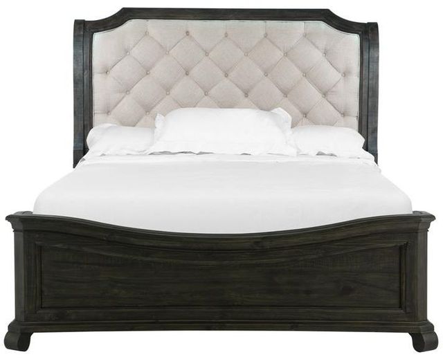 Magnussen Home® Bellamy Beige/Peppercorn Queen Upholstered Sleigh Bed-3