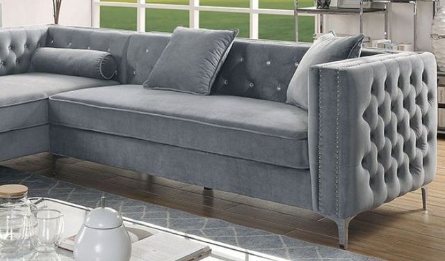 Furniture of America® Amie 2-Piece Gray Left-Arm Facing Sectional and Chaise-2