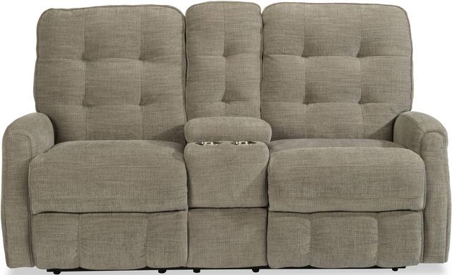 Flexsteel® Devon Smoke Power Reclining Loveseat with Console-1