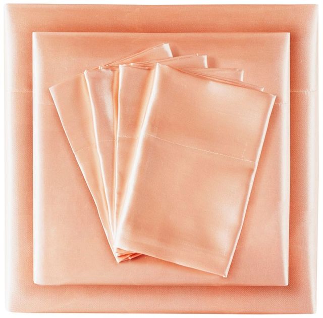 Olliix by Madison Park Essentials 6-Piece Blush California King Satin Wrinkle-Free Luxurious Sheet Set-1