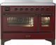Ilve® Majestic III 48" Burgundy Pro Style Induction Range with Triple Glass Door and Burnished Trim-0