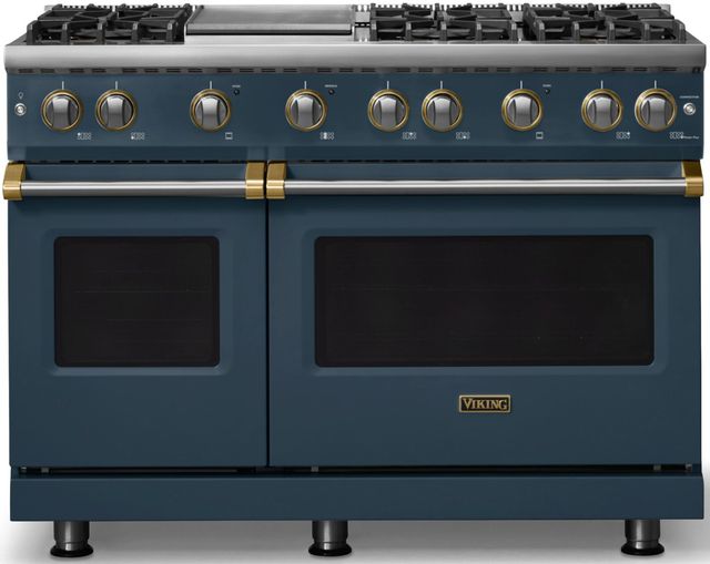 Viking® 5 Series 48" Squall Pro Style Gas (LP) Range with Brushed Brass Trim-0